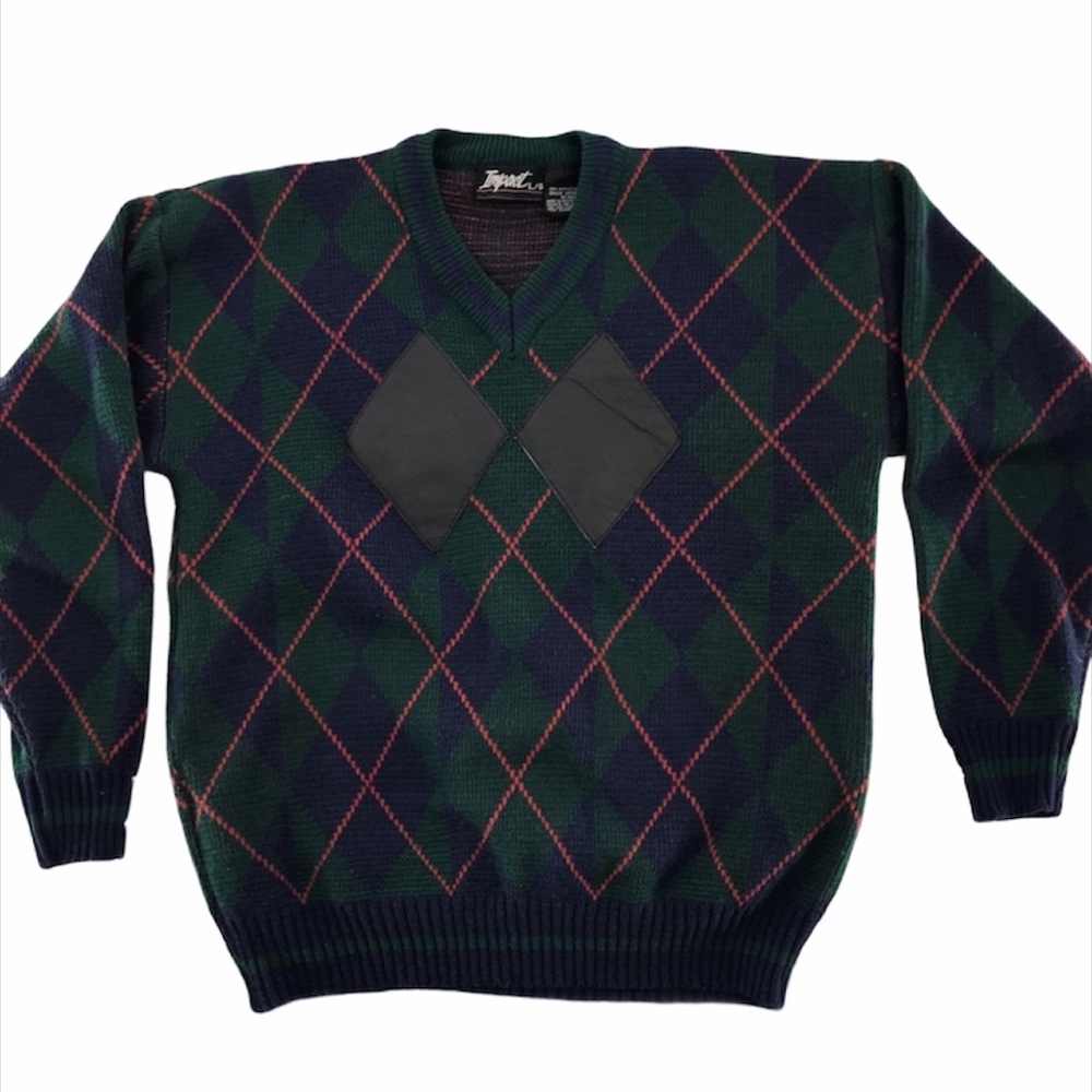 Vintage Impact Argyle elbow patches size large